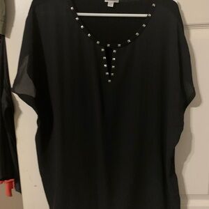 Avenue 22/24 Black Studded Women's Blouse